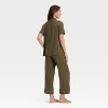 Women's Cloud Knit Short Sleeve Notch Collar Top and Cropped Pants Pajama Set - Auden™ - 2 of 4