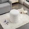GlasFlength Ottomans and Benches Round Velvet Storage Ottoman with Wooden Base Elegant Simple Design for Living Room Bedroom, White, 23"*23"*17" - 2 of 4