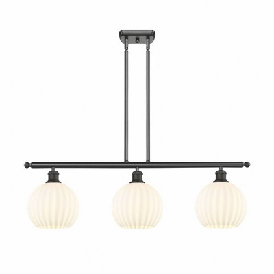 White Venetian - 3 Light Stem Hung Island In Modern Style-11 Inches Tall and 36 Inches Wide