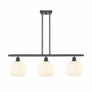 White Venetian - 3 Light Stem Hung Island In Modern Style-11 Inches Tall and 36 Inches Wide - 1 of 1