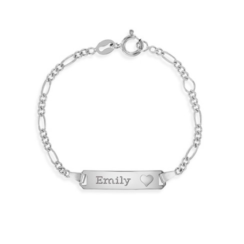 Girl's Figaro Heart Tag ID Bracelet Sterling Silver - In Season Jewelry - image 1 of 3