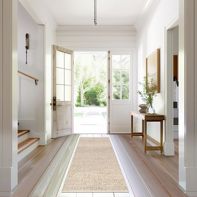 Handwoven Natural Jute and Cotton Blend Runner Rug