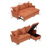 VYNXARIA 80-inch corduroy L-shaped sofa comes with two small throw pillows that can be converted into a sofa bed for storage - 3 of 4
