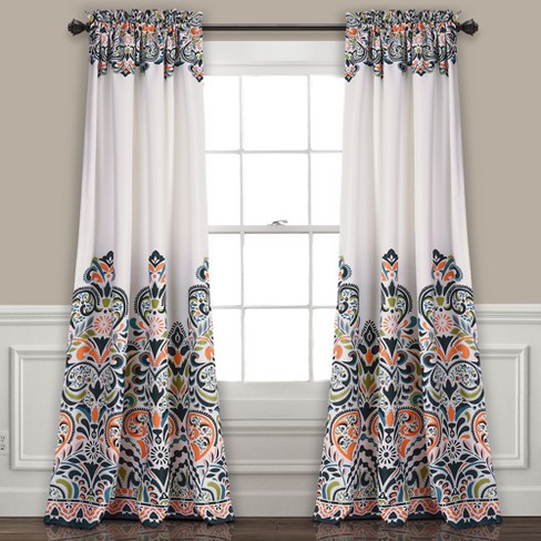 Clara Room Darkening Window Curtain Navy Tangerine Set 52x84 2