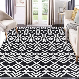 Geometric Area Rugs,Modern Washable Rugs for Living Room,Ultra-Thin Low Pile Large Carpet for Bedroom,Stain Resistant Non Slip - 1 of 4