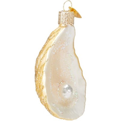 Old World Christmas Blown Glass Ornament for Christmas Tree, Oyster with Pearl