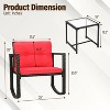 FDW 3 Piece Patio Furniture Set Outdoor Rocking Chairs Bistro Sets All-Weather Rattan Chair with Cushions&Glass-Top Coffee Table - 2 of 4
