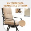 DOMETOUR Outdoor Swivel Bar Stools, High Bistro Chairs with Cushions for Garden/Balcony/Deck, Khaki (Set of 2) - 2 of 4