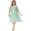 Agnes Orinda Women's Plus Size Elegant Smocked Chiffon Floral Midi A Line Dresses - 3 of 4