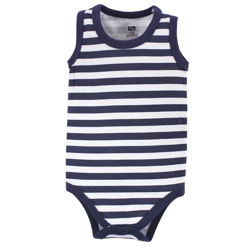 Hudson Baby Infant Boy Cotton Sleeveless Bodysuits 5pk, Captain, 6 of 8