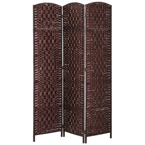 Aghana Digitals 3-Panel Folding Privacy Screen, 6FT Tall Wicker Weave Partition Wall with Poplar - 1 of 4