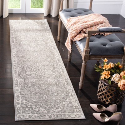 Elegant Cream/Grey Synthetic 2' x 10' Runner Rug