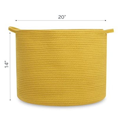 X-Large Harvest Gold Cotton Rope Storage Basket with Handles