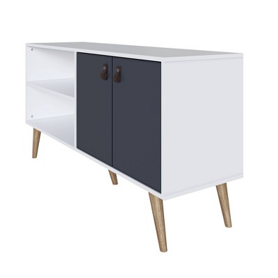 Amber White and Blue MDF TV Stand with Cabinet