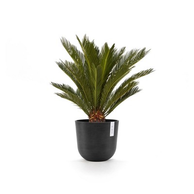 Dark Gray Round Recycled Plastic Indoor/Outdoor Planter