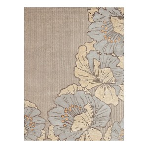NICOLE MILLER NEW YORK Flora Grandeur Bloom Handcrafted Area Rug, Natural Wool Rug - 1 of 4