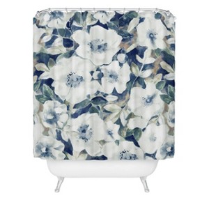 Deny Designs Jacqueline Maldonado Textural Botanical Watercolor Shower Curtain Blue - 1 of 3