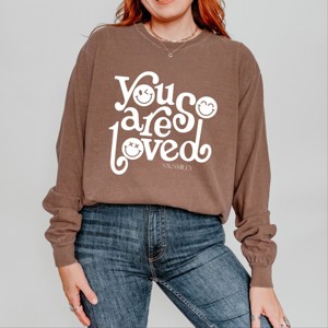 Simply Sage Market S.W.Smiley You Are So Loved Garment Dyed Long Sleeve - 1 of 4