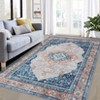 Foldable Flower Printed Victoria Area Rug, Chenille Polyester, Washable, Non-Slip, Kid & Pet Friendly for Hallway & Kitchen - 4 of 4