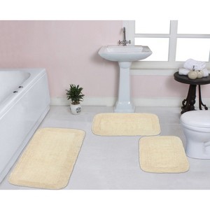 Radiant Bathroom Rugs Set, Washable Rug, Extra Soft and Absorbent bath Rug, Kitchen Mat, Bath Mat Set, Bath Floor Mat Non-Slip, 3 Pcs Set, Ivory - 1 of 4