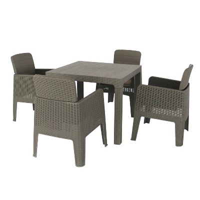 Lucca 5pc Dining Set with Cushions - Gray/Beige - DUKAP