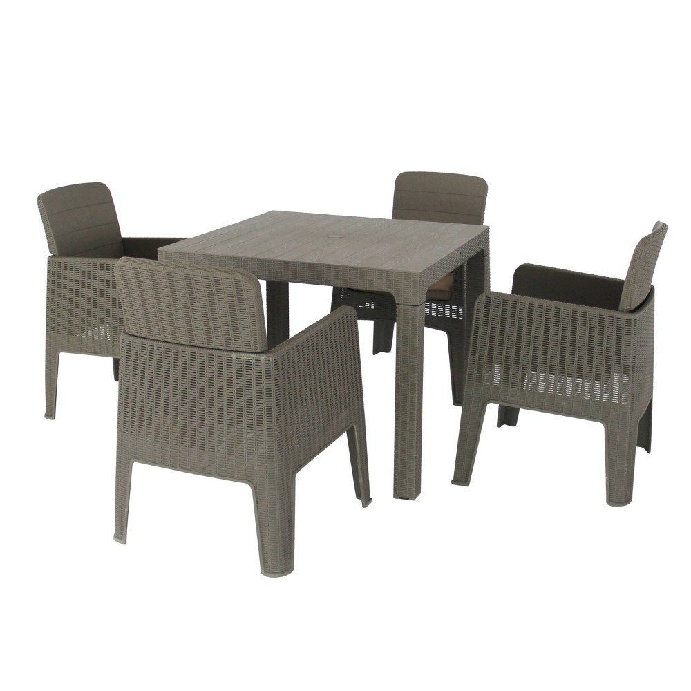 Lucca 5pc Dining Set with Cushions Gray Beige DUKAP