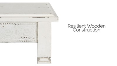 Cottage Charm White Wood Side Table with Storage, 29.91x19.35 in