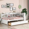 Twin Size Bed With L-shaped Bookcases, Pine Wood Platform Bed Frame With 2 Storage Drawers For Bedroom, No Spring Box Needed - 4 of 4