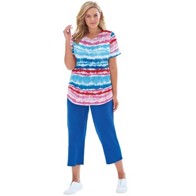 Woman Within Plus Size Two-Piece V-Neck Tunic & Capri Set