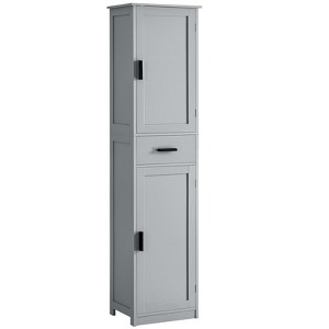 USIKEY  67“ Tall Bathroom Cabinet, Storage Cabinet with 4 Shelves & 2 Doors, Narrow Storage Cabinet for Bathroom, Living Room, Home Office, Greige - 1 of 4