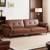 ATJafurn 90.6-inch Mid Century Modern 4 Seater Sectional Leather Sofa,Deep Seat solid wood Couch with Pillow Top Arms for Living Room Home Office - 3 of 4