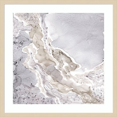 Tara Reed 25" Beige and Gray Abstract Graphic Art Print with Natural Wood Frame