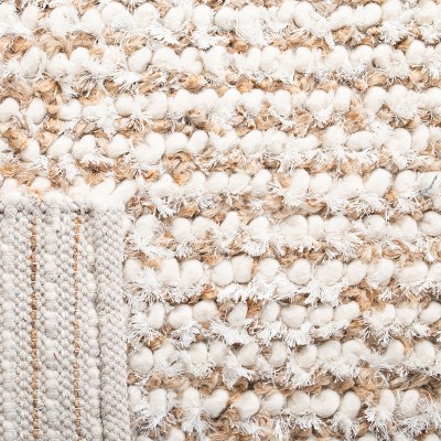 Luxurious Hand-Tufted Shag Wool Area Rug, White Beige, 6' x 9'
