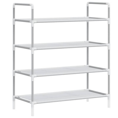 vidaXL Shoe Rack Silver Metal and non-woven fabric Medium Shoe Rack ...