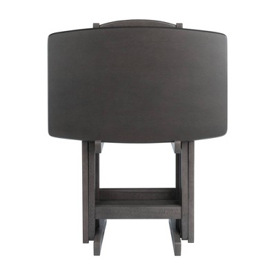 Oyster Gray 5-Piece Transitional Snack Table Set with Storage Stand