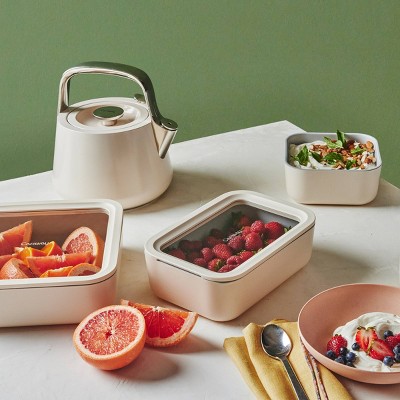 Caraway Cream Contemporary 14-Piece Glass Food Storage Set