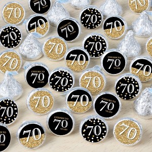Big Dot of Happiness Adult 70th Birthday - Gold - Birthday Party Small Round Candy Stickers - Party Favor Labels - 324 Count - 1 of 4