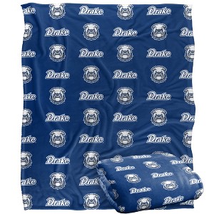 Drake University Logo Pattern Silky 50x60 Blanket, 1 Sided - 1 of 4