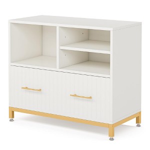 Resenkos File Cabinet, Filing Cabinet for Home Office, Lateral File Cabinet Printer Stand with Drawer & Open Storage Spaces,White - 1 of 3