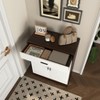 Lirago,31.49"L*15.74"W*39.4"H,4-Tier Shoe Cabinet with Drawer & Adjustable Shelves - Walnut & White Entryway Storage Organizer - 4 of 4