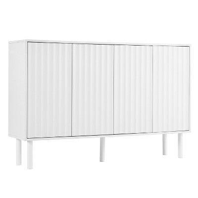 TIRAMISUBEST White 4-Door Storage Cabinet,Minimalist Shoe Cabinet,Sideboard, Adjustable Shelves for Living Room, Entryway, Hallway