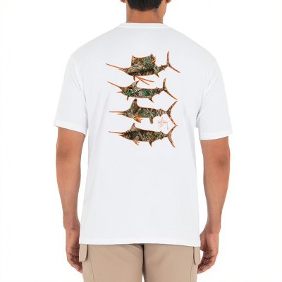 Guy Harvey Men's Stacked Billfish Realtree Short Sleeve Pocket T-shirt -  Bright White Small : Target