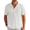 COOFANDY Men's Casual Shirts Short Sleeve Waffle Knit Button Down Shirt Wrinkle Free Summer Beach Tops - 3 of 4