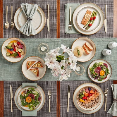 Hanover Sea 12-Piece Ceramic Dinnerware Set in Turquoise