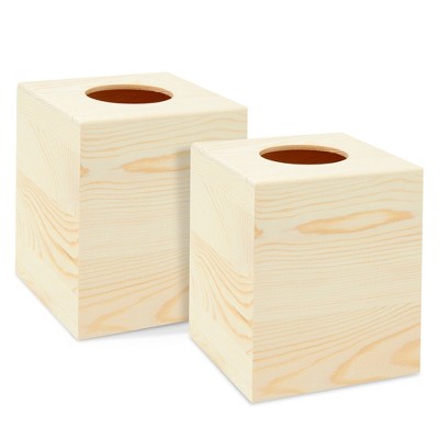 Set of 2 Unfinished Pine Wood Tissue Box Covers