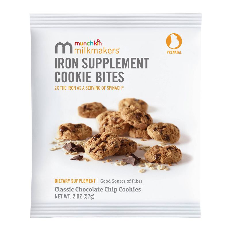 Munchkin Milkmakers Prenatal Iron Supplement Cookie Bites - Chocolate Chip - 6pk/2oz Each, 2 of 7