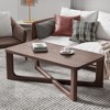 PexFix 50" Modern Coffee Table Rectangular Farmhouse Solid Wood Coffee Table with Cross Sturdy Legs Center Table for Home Office Living Room Walnut - 2 of 4