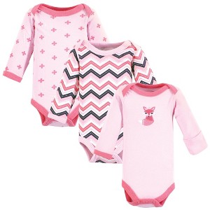 Luvable Friends Girls Preemie Long Sleeve Bodysuits 3pk, Foxy, Preemie - 1 of 4