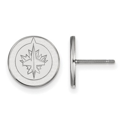 Black Bow Jewelry 14k White Gold Winnipeg Jets NHL Stud Earrings