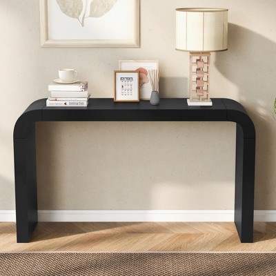 Vynxaria Sleek 2 Leg Entryway Table Modern Minimalist, Space Saving, Easy Assembly for Hallways